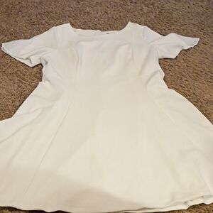 DKNY Women's White Short Sleeve Fit-and-Flare Dress  14.